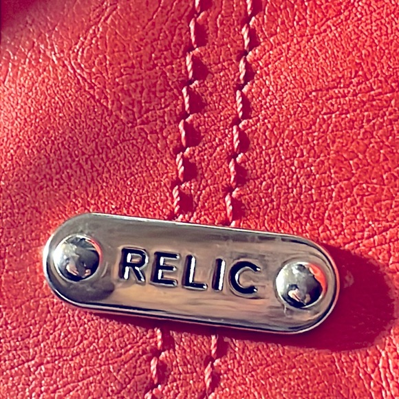 Relic By Fossil Coral Faux Leather Shoulder Bag Purse W/ Pockets Braided Straps - Picture 6 of 13